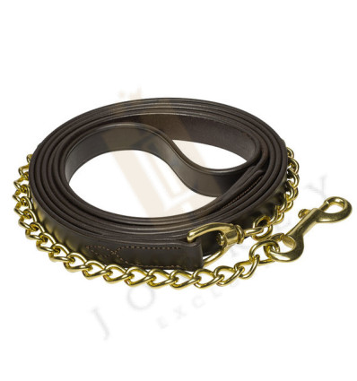 Leather Stallion Lead - Brass Chain